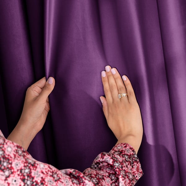 Tenda parzialmente oscurante viola in velluto 140x245 cm Pleat – Restilo-image-4