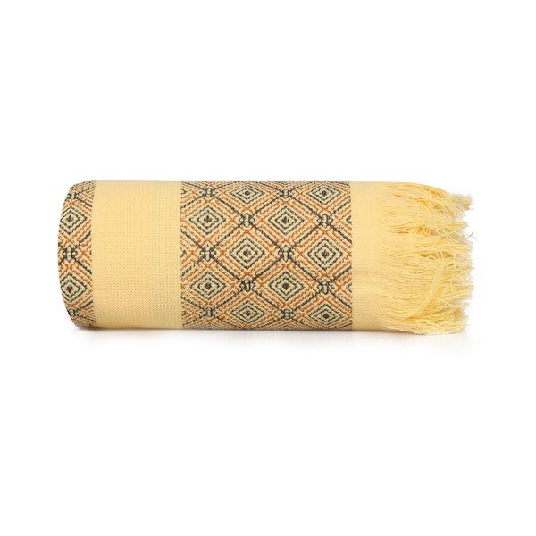 Asciugamano in cotone giallo/marrone 150x75 cm Twins - Foutastic-image-3
