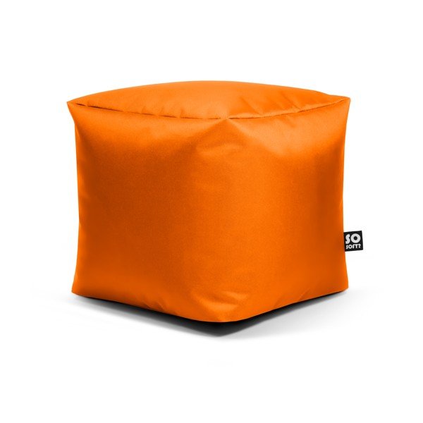 Pouf per bambini arancione con rivestimento in finta pelle Cube M – So Soft?