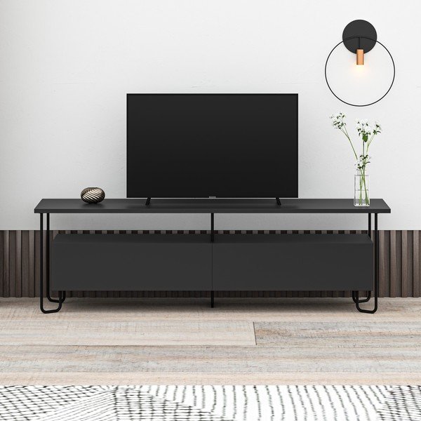 Tavolo TV nero 150x45 cm Dilly - Marckeric-image-1