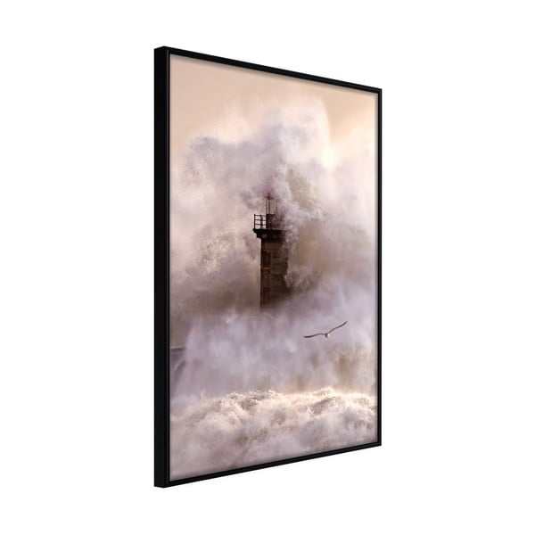 Poster in cornice, 40 x 60 cm Lighthouse During a Storm - Artgeist