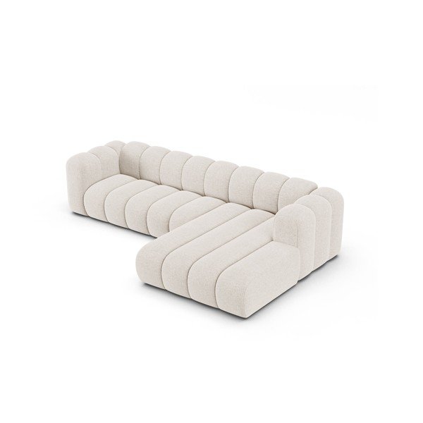 Divano angolare color crema (con penisola a destra/con chaise lounge) con rivestimento in ciniglia Lupine – Micadoni -image-2