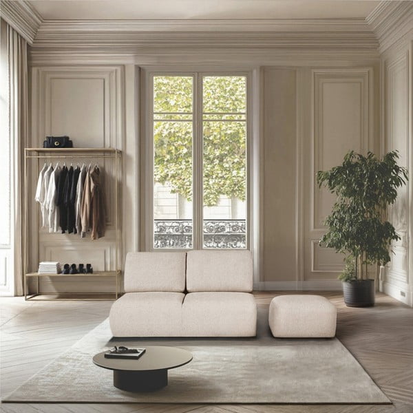 Poggiapiedi color crema rivestito in bouclé Mirel – Rodier-image-1