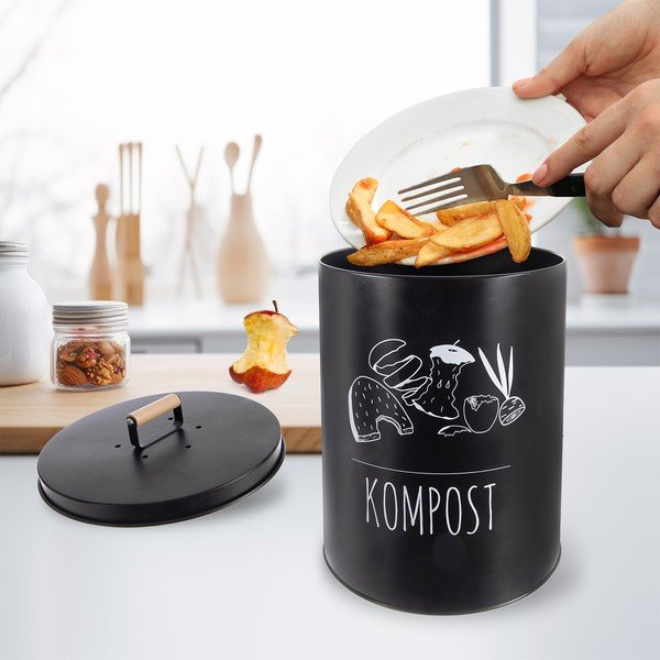 Bidone per l'umido nero 8 l BLACK – Orion-image-1
