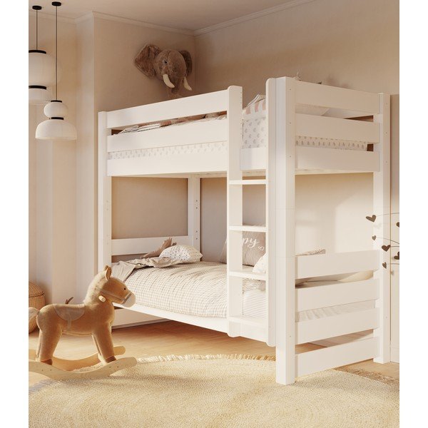 Letto da bambini a castello bianco in pino massiccio 90x200 cm Jan – Olivia Living-image-3