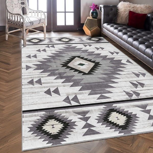 Tappeto in grigio chiaro lavabile 120x180 cm Ethnic Geo – Mila Home-image-3