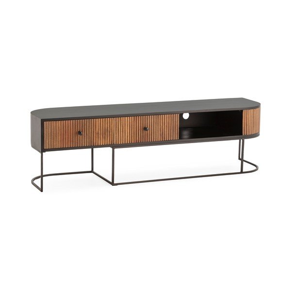 Mobile TV di colore naturale in mango massiccio 160x45x40 cm Curve – MOME