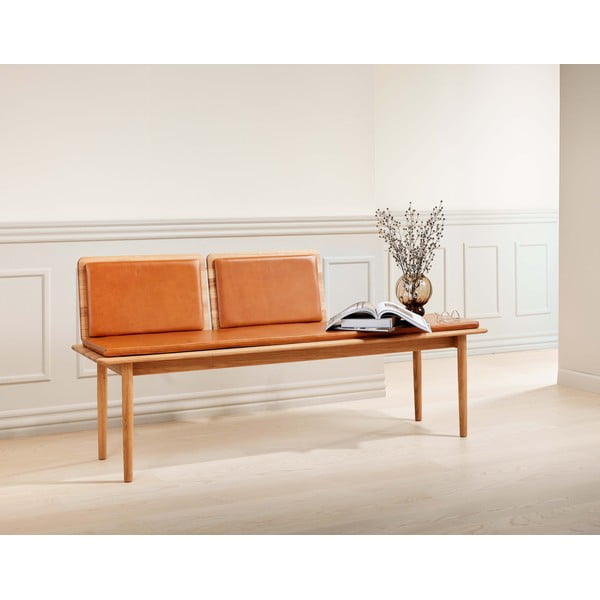 Panca in pelle marrone cognac Elba - Hammel Furniture-image-1