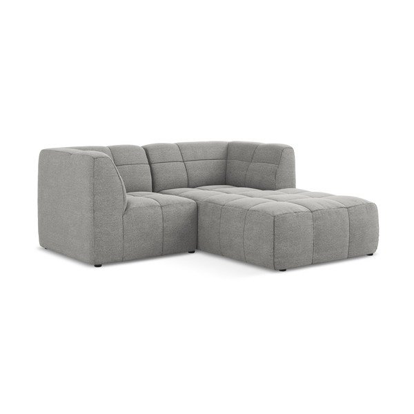 Divano angolare grigio (con penisola a destra/con chaise lounge) con rivestimento in bouclé Aloha – Makamii-image-2