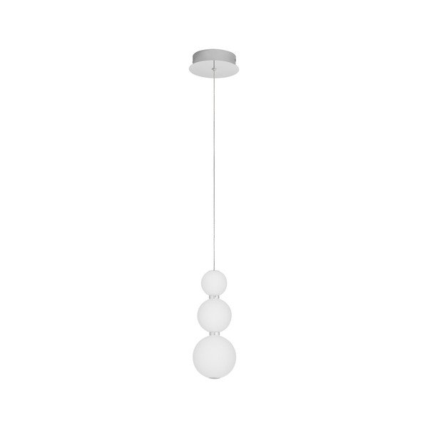 Lampadario LED bianco/color argento lucido in metallo con paralume in vetro con intensità regolabile ø 10 cm Perla – Nova Luce