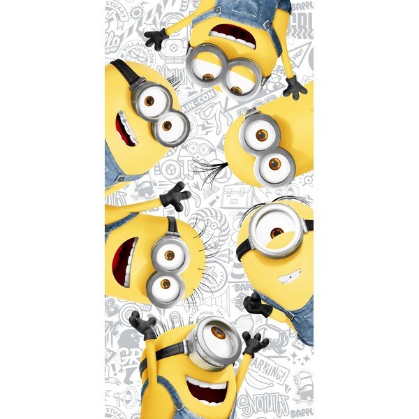 Asciugamano per bambini in cotone giallo e bianco 70x140 cm Minions 2 - Jerry Fabrics
