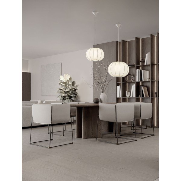 Lampadario bianco opaco in tessuto ø 50 cm Delina – Nova Luce-image-1