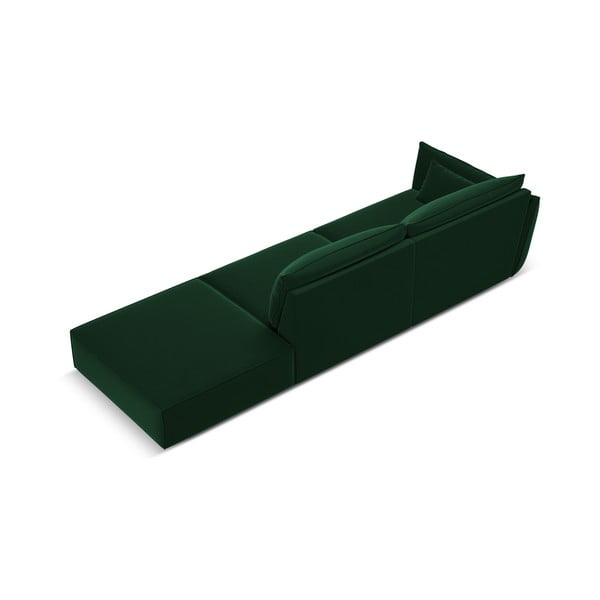 Divano verde scuro con penisola a sinistra con rivestimento in velluto 264 cm Vanda – Mazzini Sofas-image-3