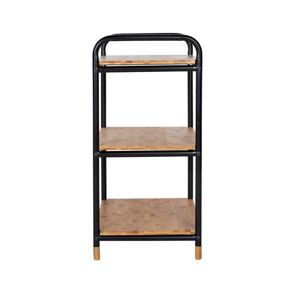 Scaffale da bagno nero in metallo con 3 ripiani in bambù 42x69 cm Loft - Wenko-image-3