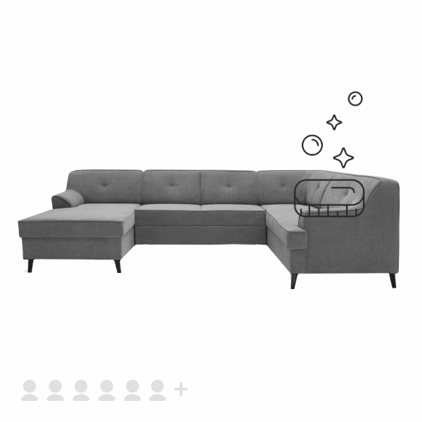 Pulizia a umido di un divano a sei posti/più grande con rivestimento in fibra naturale/alcantara - Bonami