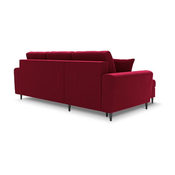 Divano angolare rosso allungabile e con contenitore con rivestimento in velluto Kyoto – Cosmopolitan Design-image-3