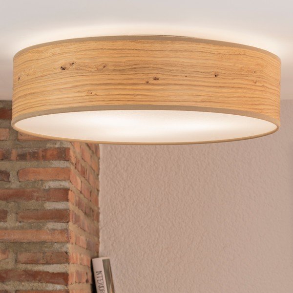 Apparecchio da soffitto marrone con paralume impiallacciato ø 40 cm Ocho - Sotto Luce-image-1