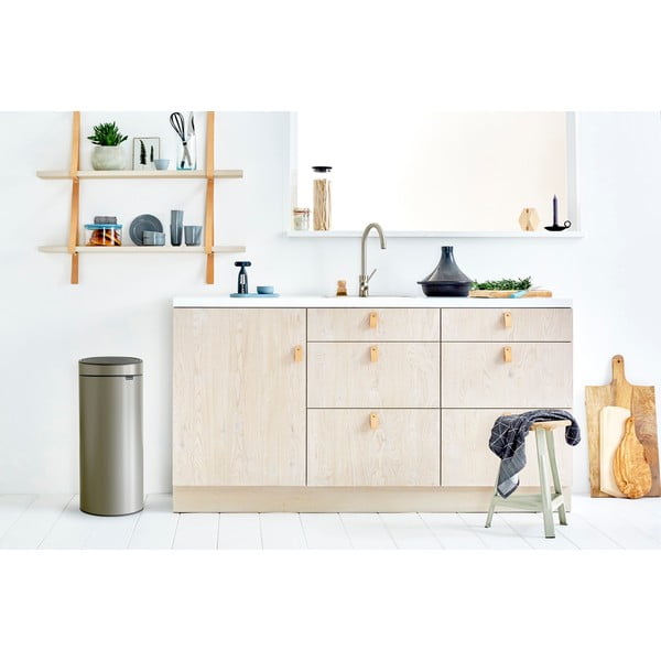 Bidone per rifiuti in acciaio grigio touch 30 l Touch Bin - Brabantia-image-1