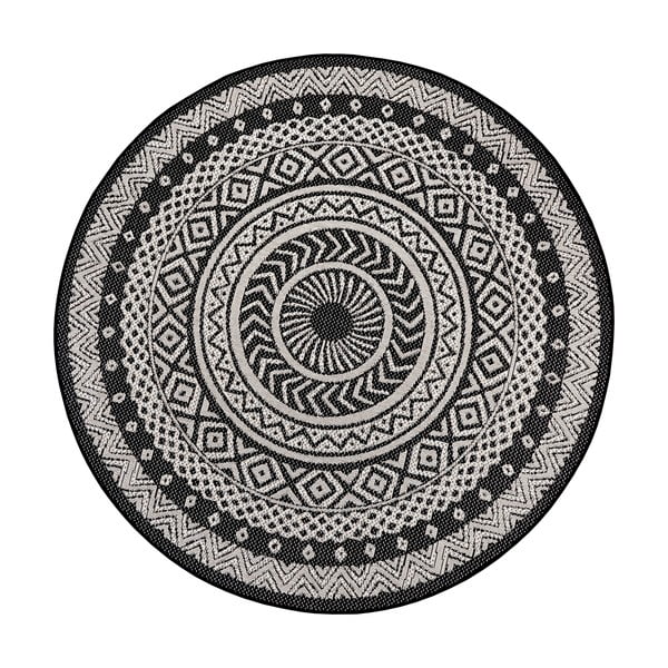 Tappeto per esterni nero e grigio Rotondo, ø 120 cm - Ragami