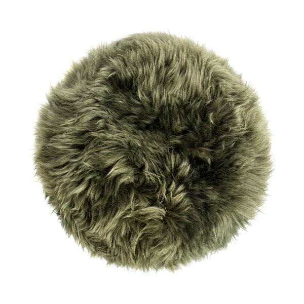 Sgabello con seduta in pelle di pecora verde scuro , ⌀ 30 cm - Royal Dream-image-1