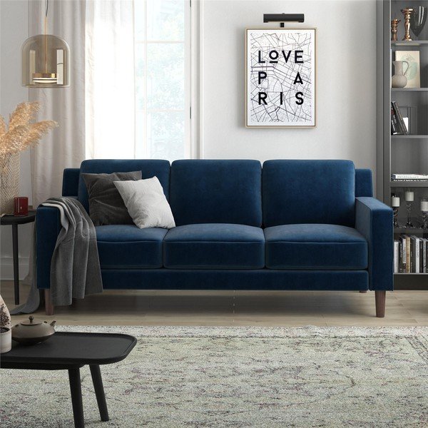 Divano in velluto blu 83 cm Brynn - Støraa-image-2