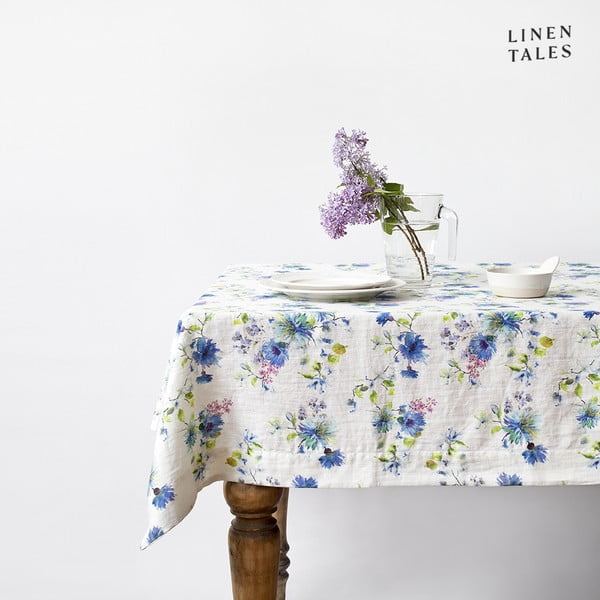 Tovaglia di lino 140x140 cm White Flowers - Linen Tales