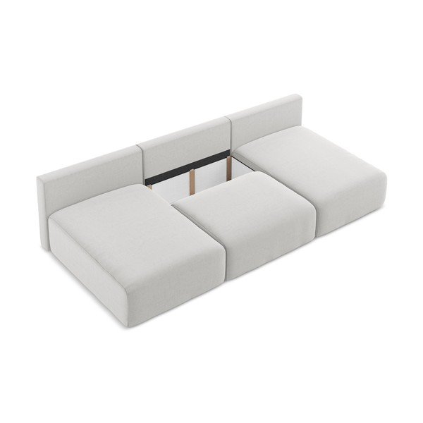 Divano angolare grigio chiaro allungabile/con contenitore (a U) con rivestimento in velluto Kalena – Makamii-image-4