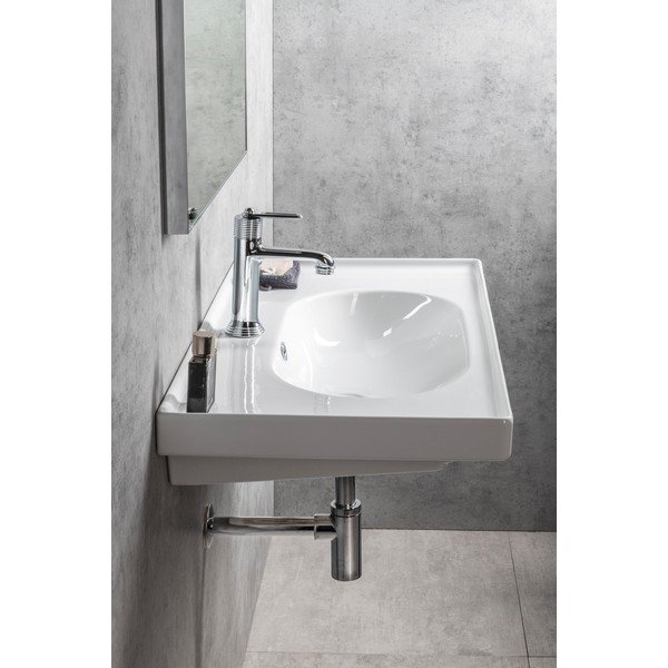 Lavabo bianco in ceramica 80x45 cm Brand – Sapho-image-3