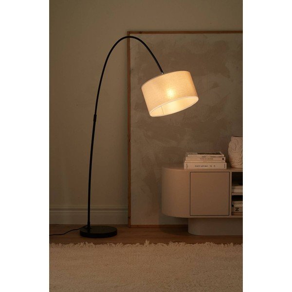Lampada da terra bianca/nera in tessuto con struttura flessibile (altezza totale 145 cm) Arc – Ellos Home-image-1