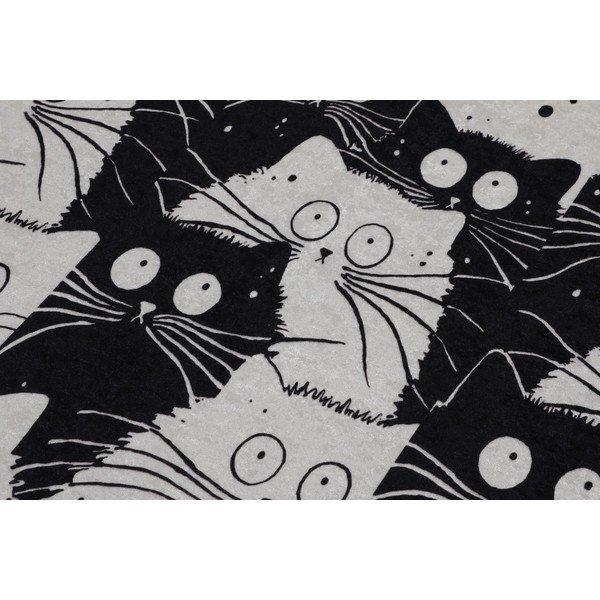 Set di tappetini per il bagno neri/grigi 2 pz 60x100 cm White Cats – Foutastic-image-3