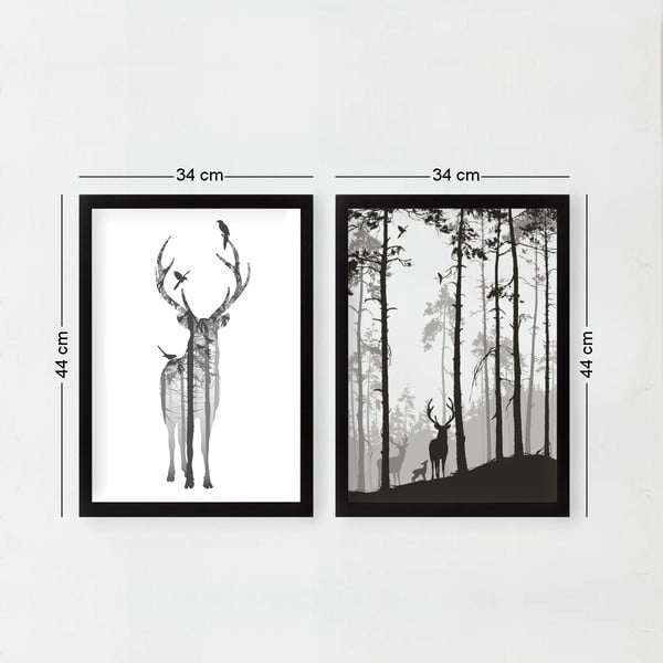 Set di dipinti 2 pz 34x44 cm Deer – Wallity-image-2