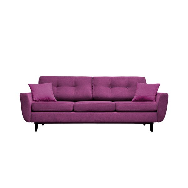 Divano letto a tre posti viola con gambe nere Jasmin - Mazzini Sofas