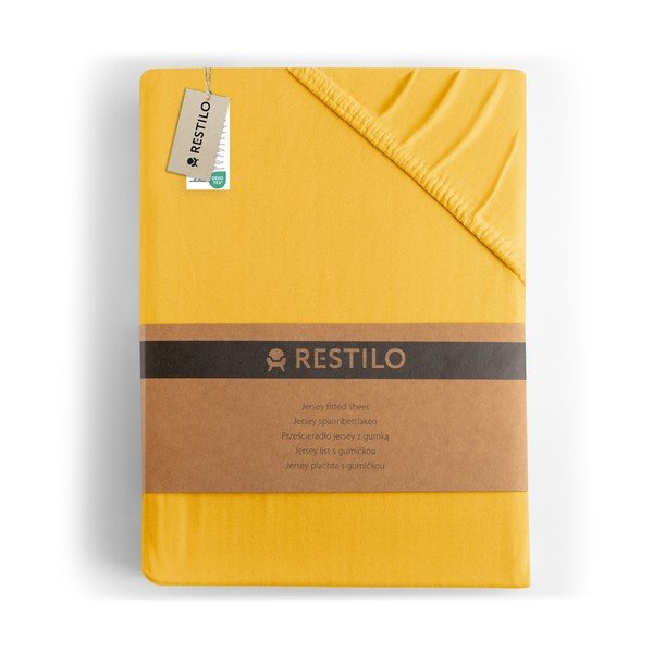 Lenzuolo con angoli giallo in jersey 180x200 cm Amber – Restilo-image-4