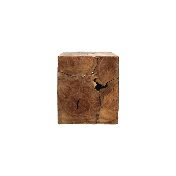 Tavolino cubo in legno di teak non trattato, 30 x 35 cm - HSM collection