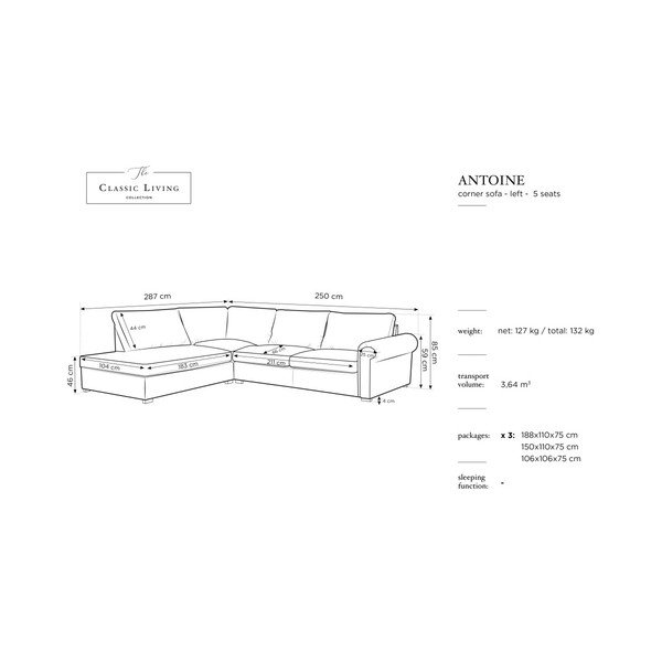 Černá rohová pohovka Windsor & Co Sofas Hermes, levý roh-image-1
