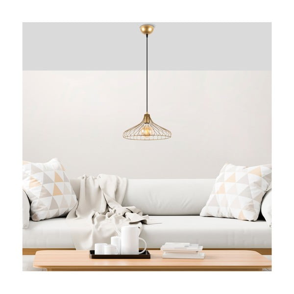 Lampadario dorato con paralume in metallo ø 36 cm Depay – Opviq lights-image-1