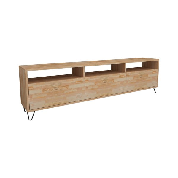 Tavolo TV in legno di pino di colore naturale 178x50 cm Holmes - Kalune Design