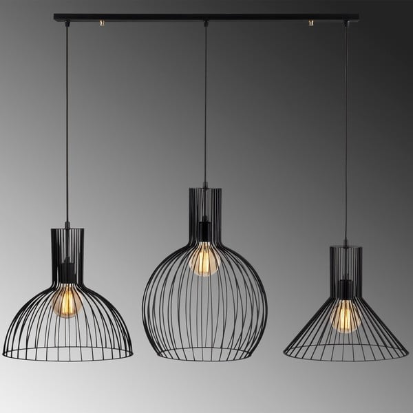 Lampadario nero con paralume in metallo Fellini – Opviq lights-image-3