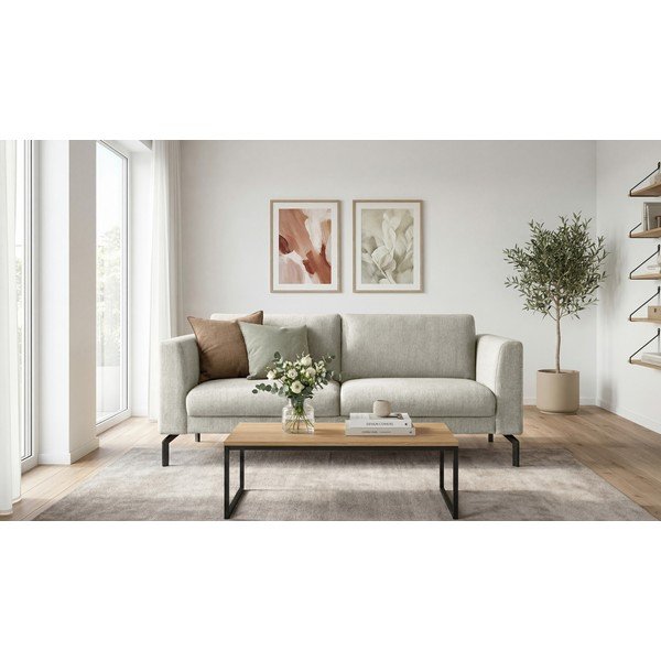 Divano beige con rivestimento in ciniglia 165 cm Gomero – Scandic-image-1