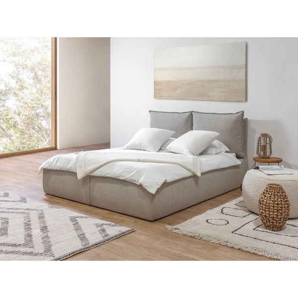Letto matrimoniale beige imbottito con spazio contenitivo con griglia inclusa 160x200 cm Garance – Bobochic Paris-image-3
