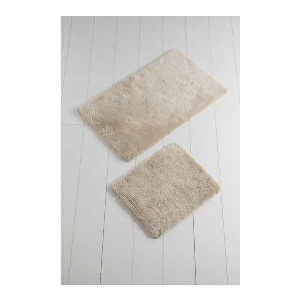 Set di 2 tappetini da bagno beige - Foutastic-image-1