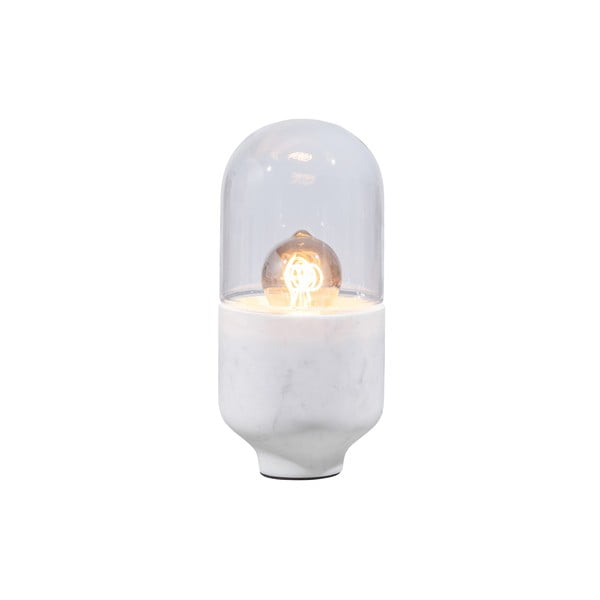 Lampada da tavolo bianca con paralume in vetro (altezza 26 cm) Asel - WOOOD