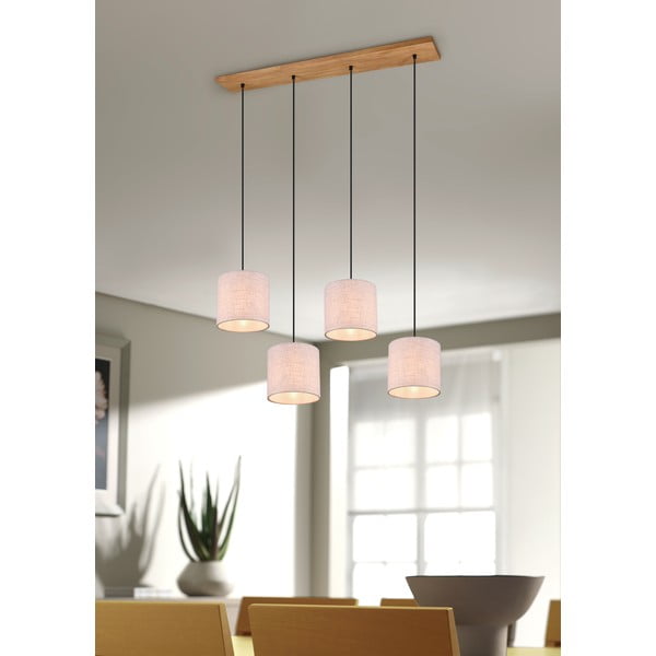 Lampadario beige con paralume in tessuto Elmau - Trio-image-2