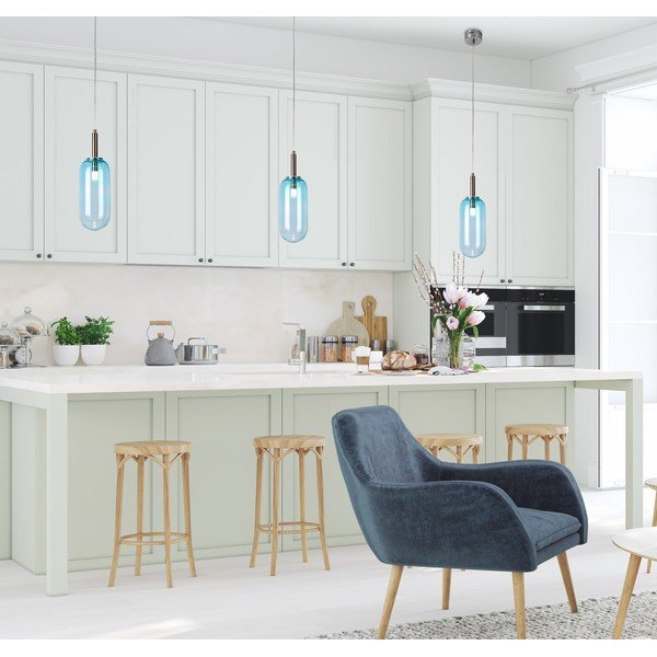 Lampadario LED blu con paralume in vetro ø 13 cm Fiuggi – Candellux Lighting-image-3