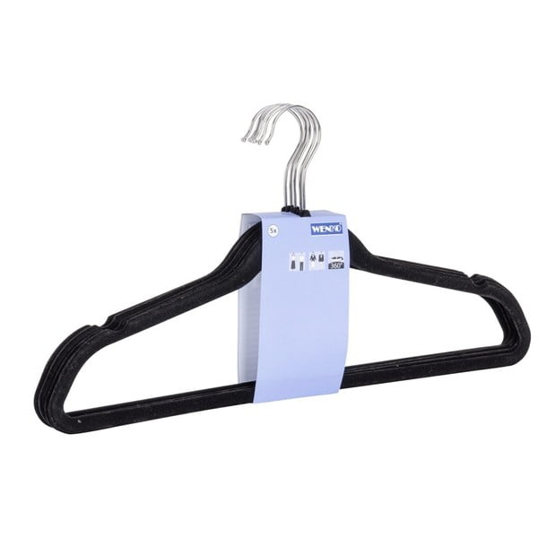 Set di 5 appendiabiti in plastica nera con floccatura - Wenko-image-1