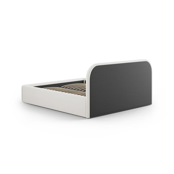 Letto matrimoniale imbottito beige con contenitore con rete inclusa 160x200 cm Juno – Windsor & Co Sofas-image-4