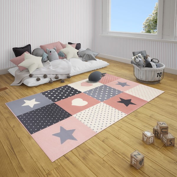 Tappeto rosa per bambini 220x160 cm Pretty Patchwork - Hanse Home-image-1