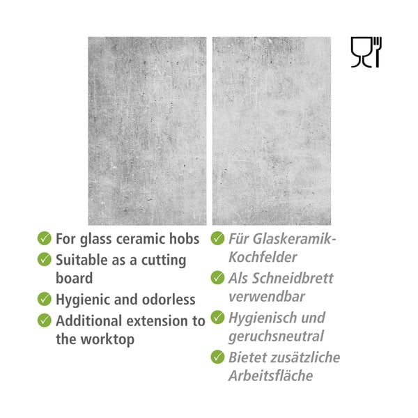 Set di copri fornelli in vetro temperato 2 pz 30x52 cm Concrete – Allstar-image-4