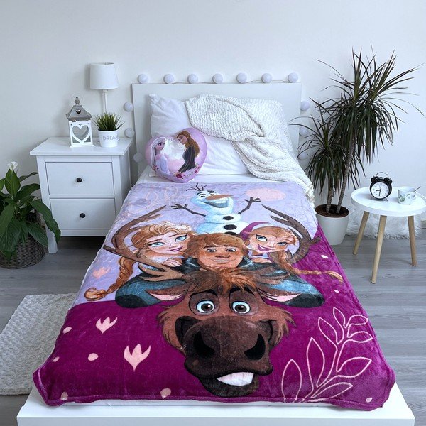 Coperta per bambini in microflanella viola 100x150 cm Frozen Family - Jerry Fabrics-image-2