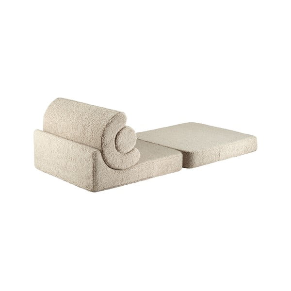 Poltrona per bambini marrone chiaro con rivestimento in bouclé Flipster – Wigiwama-image-2